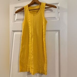 Yellow Ribbed Tank Dress - Women Tops